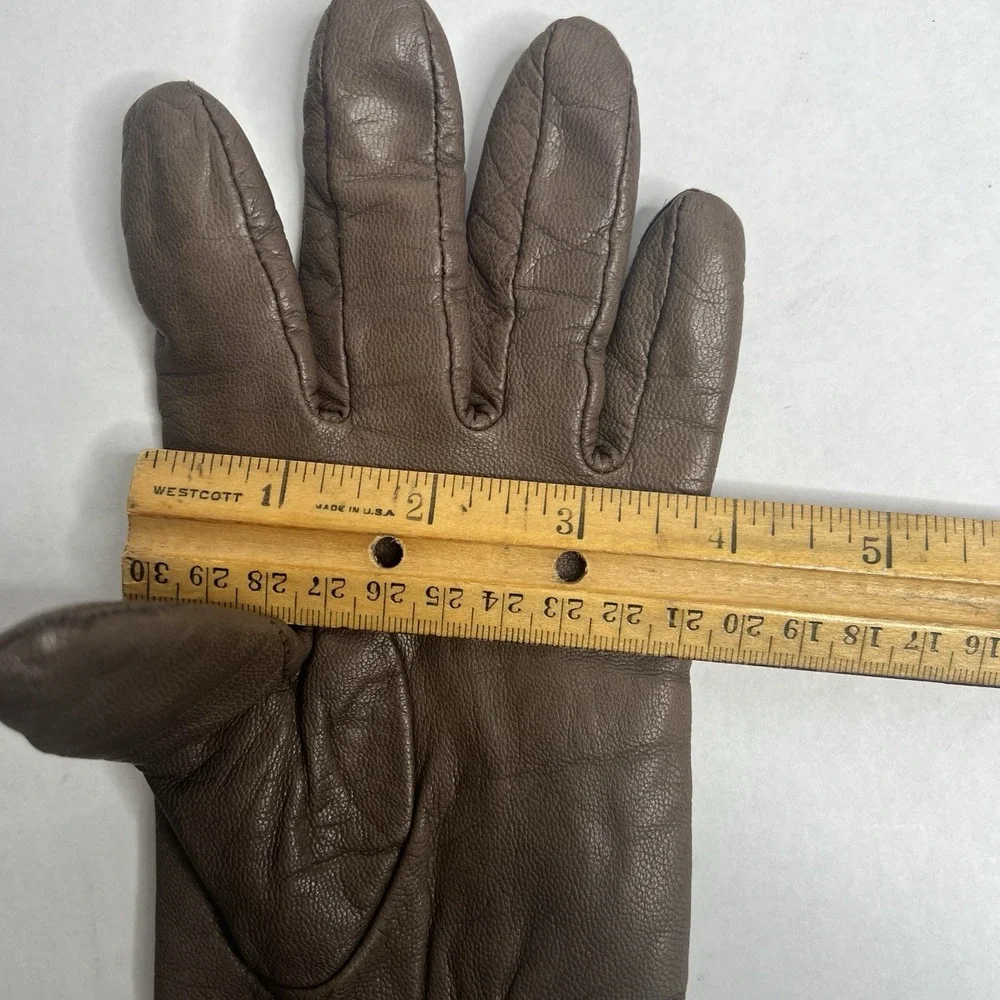 Vintage Fownes Genuine Leather Acrylic Lined Gloves Womens Sz 7 1/2 Tan